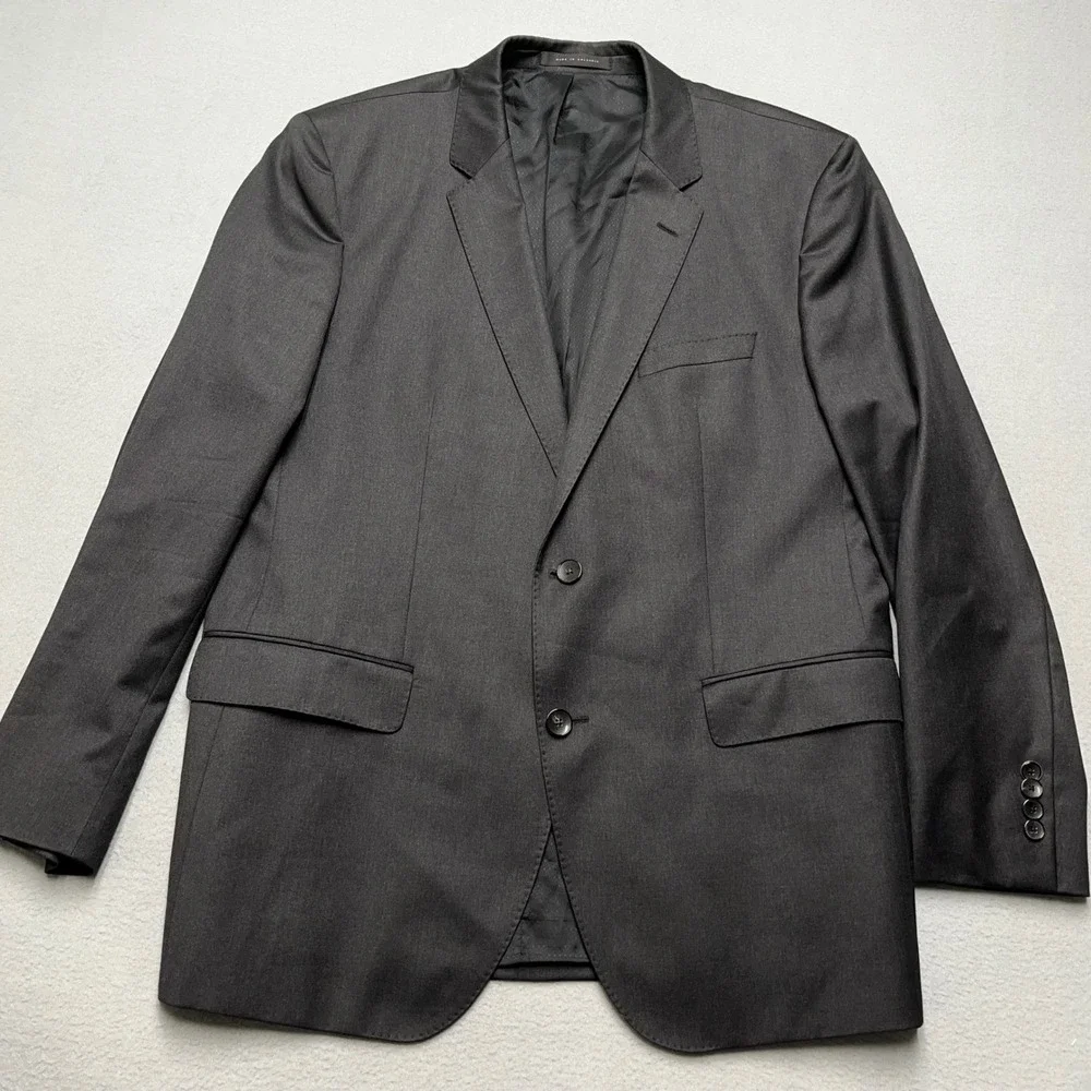HUGO BOSS Men's Charcoal Super 100 Wool Suit Jacket Blazer Made‎ in Bulgaria 40R